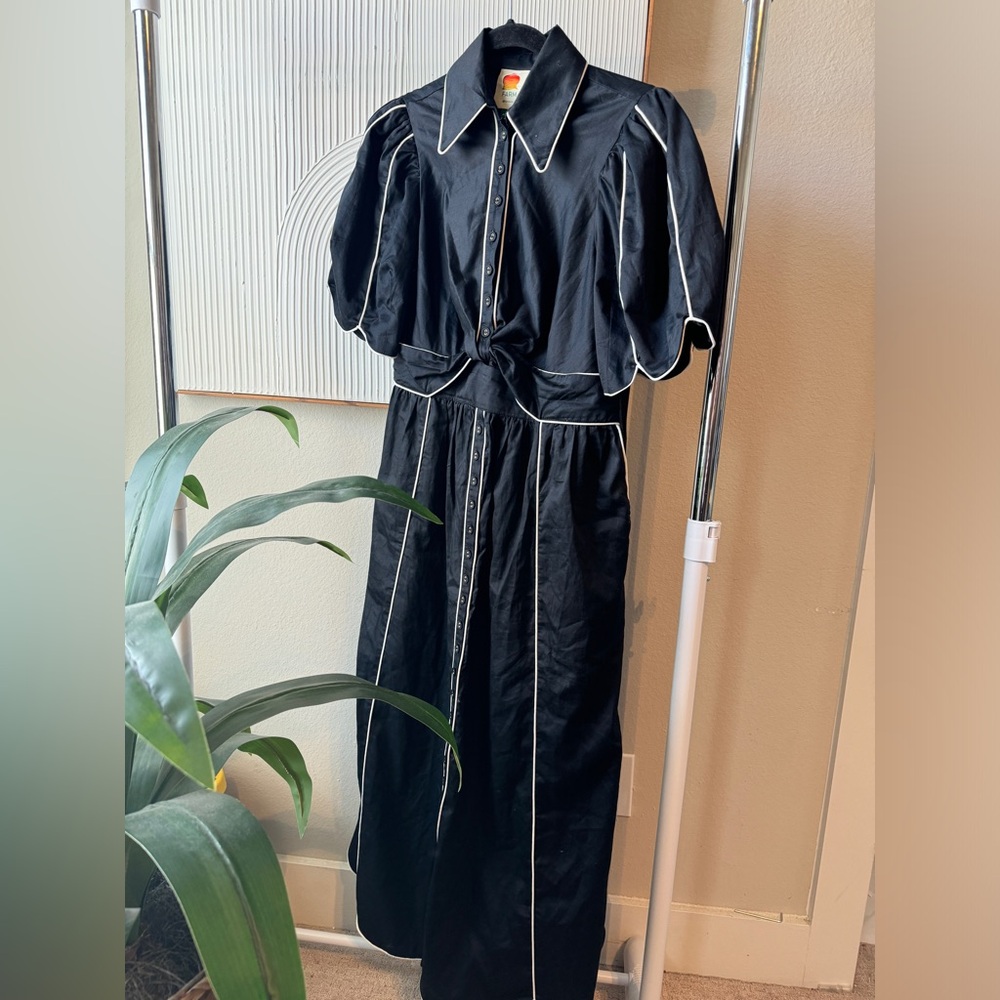 FARM Rio Black Dress with White Contrast Detail - Picture 7 of 12